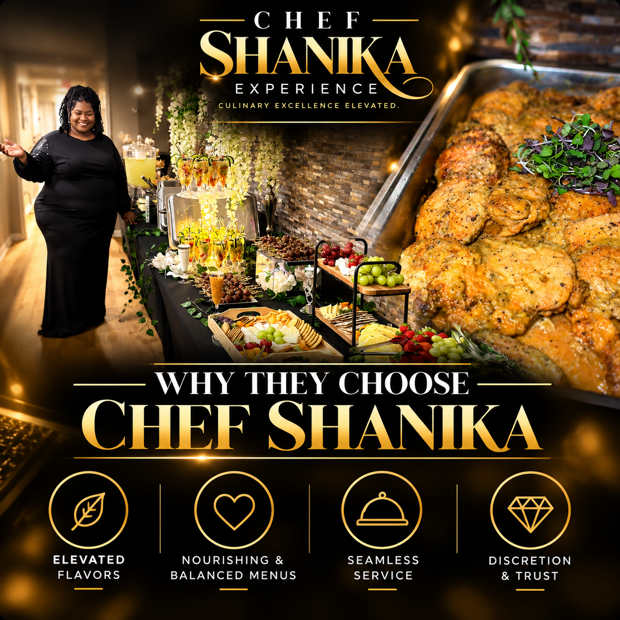 Why They Choose Chef Shanika — Elevated Flavors, Nourishing & Balanced Menus, Seamless Service, Discretion & Trust